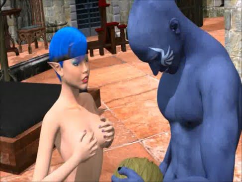 Follando con el Mostro Azul como Loca 3D