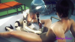 Evangelion Hentai 3D – Rei masturba a Shinji y se corre en su cara