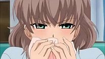 Tía hentai de cabello marrón oscuro reacciona intensamente en estilo animado clásico sin censura