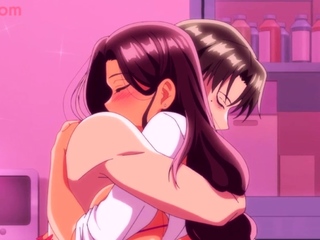 pareja anime hentai abrazándose en la habitación