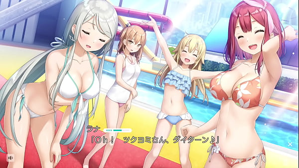 Chicas en trajes de baño hentai posando para una foto en la piscina – Softcore ecchi