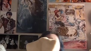 nueva muñeca futanari de melones masturbándose sin censura