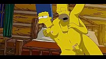 Pareja animada de los Simpson besándose y abrazándose en la habitación