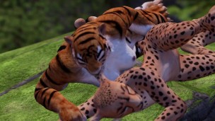 Tigresa y guepardo salvaje: sexo 3D realista sin censura – animexxx3d