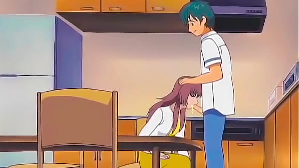 Chica de hentai mamándole la verga en la cocina sin censura